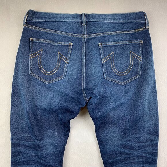 True Religion Mens Pants 33 Blue Jogger Jeans Tapered Runner Drawstring 33x32 - Picture 12 of 13